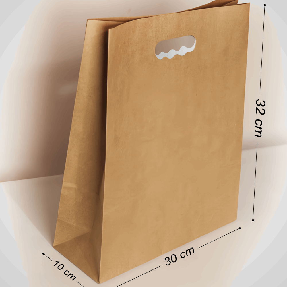 شنط ورق كرفت بنى 27*31*17.5 سم يد شريط