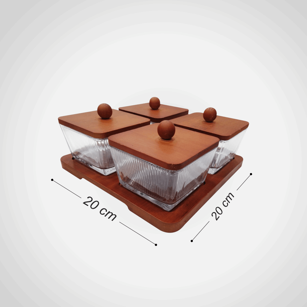 منزلى طقم تسالي 4ق بغطا خشب وصنيه 1422