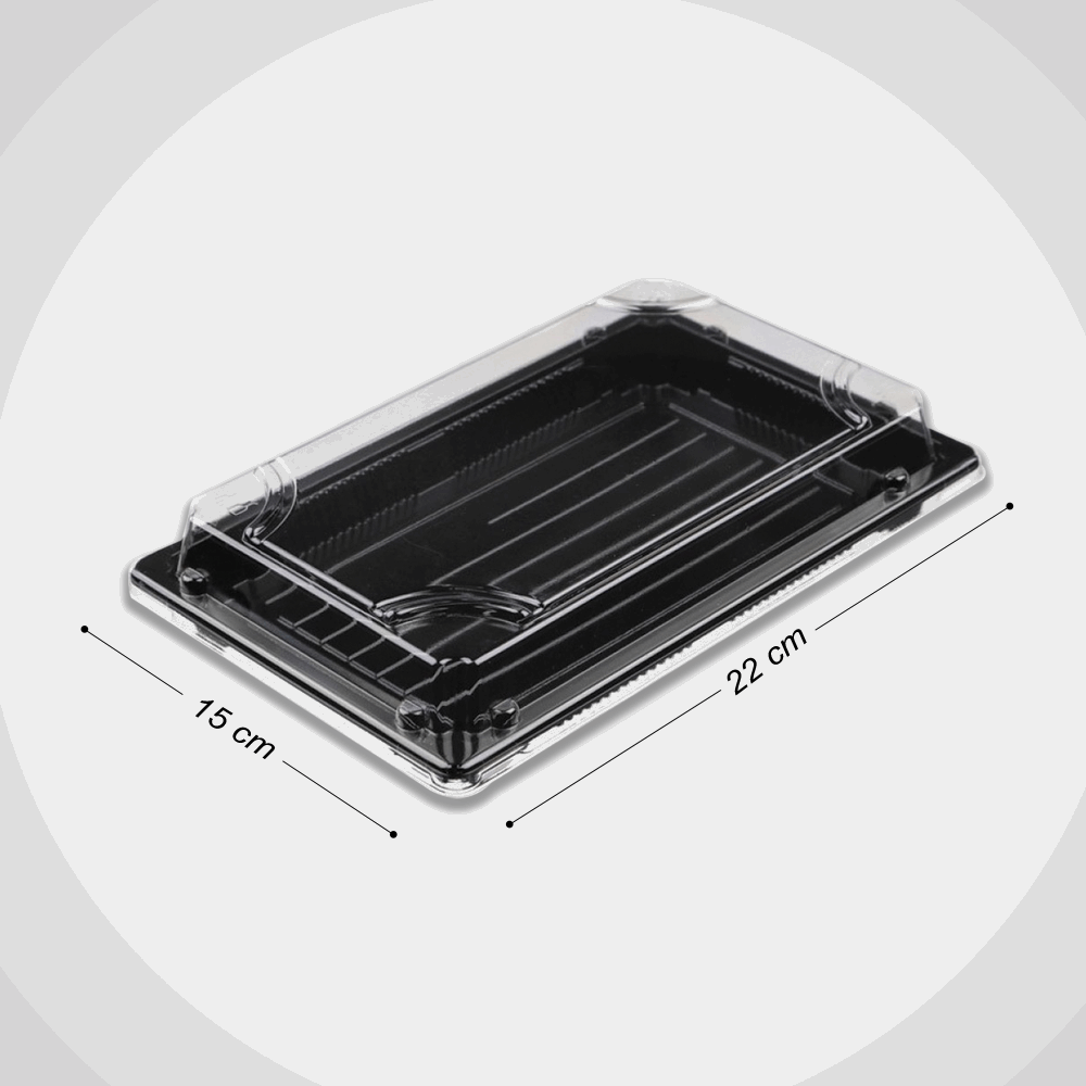 تك اوي/ طبق سوشي اسود بالغطاء 15*22 TAIBA
